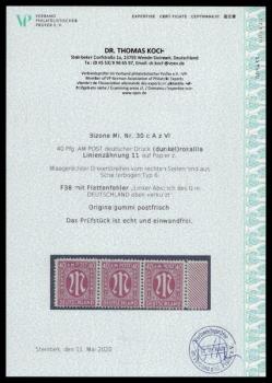 Preview: BIZONE_1945_PLATTENFEHLER_Nr_30cAz_F38_VI_postfrisch_Bild2