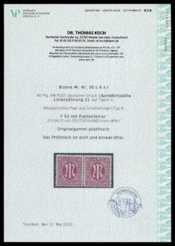 Preview: BIZONE_1945_PLATTENFEHLER_Nr_30cAz_F55_I_postfrisch_Bild2