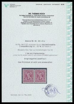 Preview: BIZONE_1945_PLATTENFEHLER_Nr_30cBz_F84_postfrisch_Bild2