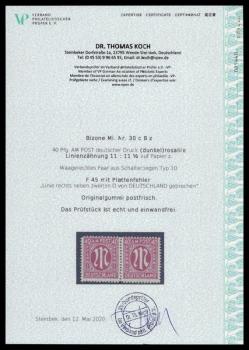 Preview: BIZONE_1945_PLATTENFEHLER_Nr_30cBz_F45_postfrisch_Bild2