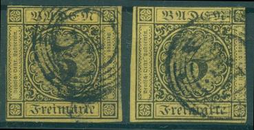 BADEN_1851_Nr_2a+b_gestempelt_Bild1