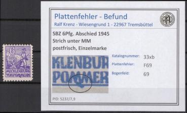 SBZ_1946_PLATTENFEHLER_Nr_33xb_F69_ungebraucht_Bild1