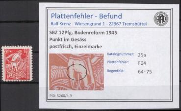 SBZ_1945_PLATTENFEHLER_Nr_25a_F64_postfrisch_Bild1
