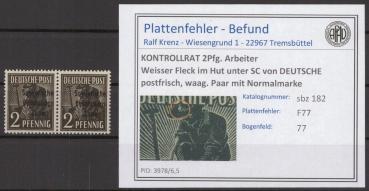 SBZ_1945_PLATTENFEHLER_Nr_182_F77_postfrisch_Bild1