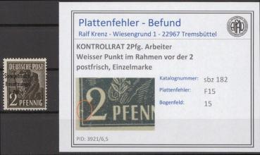 SBZ_1945_PLATTENFEHLER_Nr_182_F15_postfrisch_Bild1