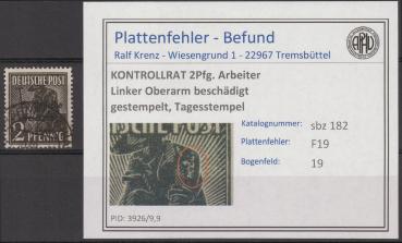 SBZ_1945_PLATTENFEHLER_Nr_182_F19_gestempelt_Bild1