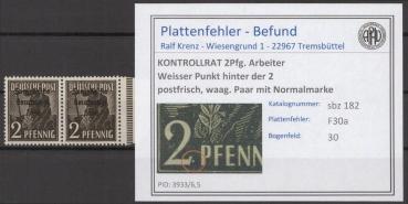 SBZ_1945_PLATTENFEHLER_Nr_182_F30a_postfrisch_Bild1