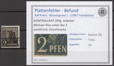 BIZONE_1948_PLATTENFEHLER_Nr_36I_F56a_postfrisch_Bild1