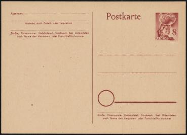 FRZ._ZONE_BADEN_1949_Ganzsache_P1_postfrisch_Bild1