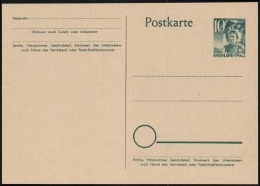 FRZ._ZONE_R._PFALZ_1949_Ganzsache_P2_postfrisch_Bild1