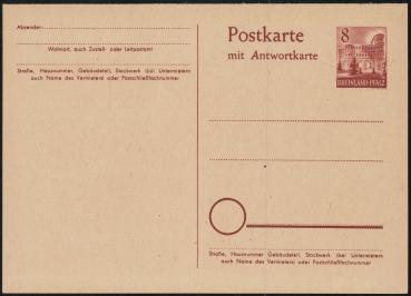 FRZ._ZONE_R._PFALZ_1949_Ganzsache_P4_postfrisch_Bild1