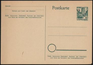 FRZ._ZONE_WUeeRTTEMBERG_1949_Ganzsache_P2_postfrisch_Bild1