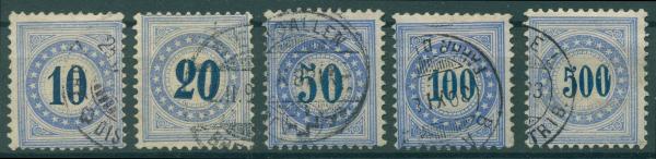 SCHWEIZ_1882_PORTOMARKEN_Nr_10_14_gestempelt_Bild1