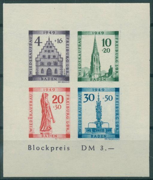 FRZ.ZONE_BADEN_1949_Bl.1B_IV_postfrisch_Bild1