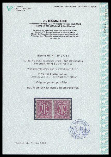 BIZONE_1945_PLATTENFEHLER_Nr_30cAz_F55_I_postfrisch_Bild2