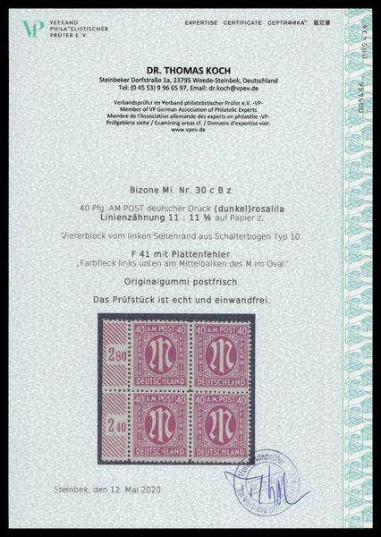 BIZONE_1945_PLATTENFEHLER_Nr_30cBz_F41_postfrisch_Bild2