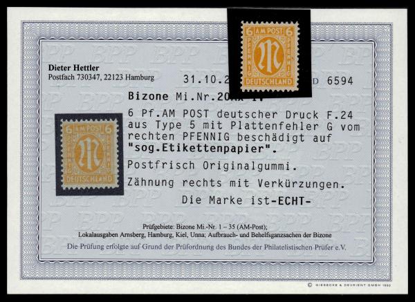 BIZONE_1945_Nr_20Ax_IV_postfrisch_Bild1