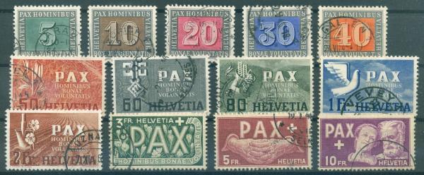 SCHWEIZ_1945_Nr_447_459_gestempelt_Bild1