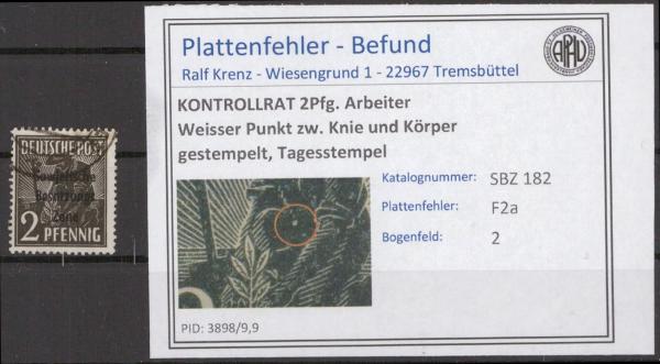 SBZ_1945_PLATTENFEHLER_Nr_182_F2a_gestempelt_Bild1