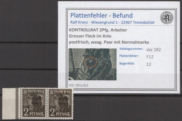 SBZ_1945_PLATTENFEHLER_Nr_182_F12_postfrisch_Bild1