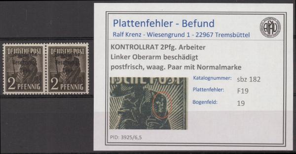 SBZ_1945_PLATTENFEHLER_Nr_182_F19_postfrisch_Bild1