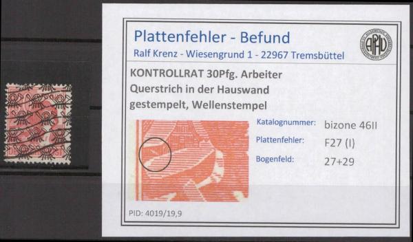 BIZONE_1948_PLATTENFEHLER_Nr_46II_I_gestempelt_Bild1