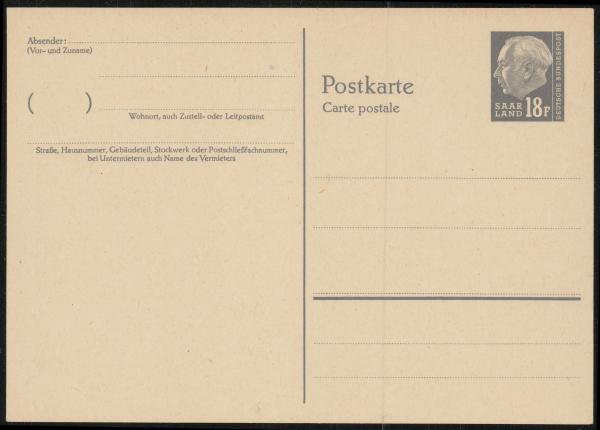 SAARLAND_1957_Ganzsache_P49_postfrisch_Bild1