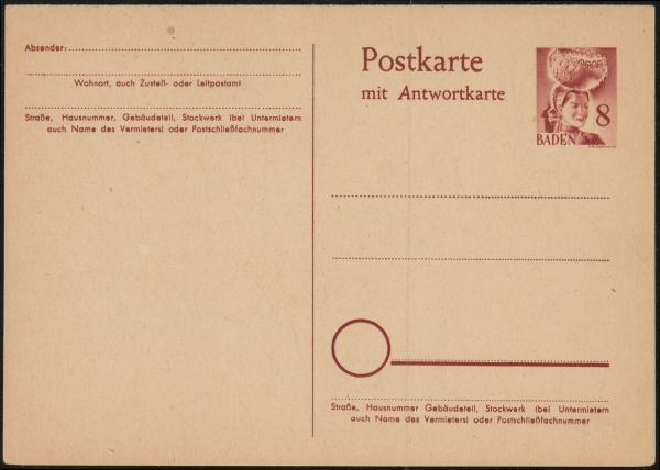 FRZ._ZONE_BADEN_1949_Ganzsache_P4_postfrisch_Bild1