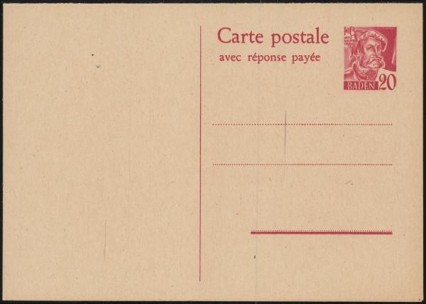 FRZ._ZONE_BADEN_1949_Ganzsache_P6_postfrisch_Bild1