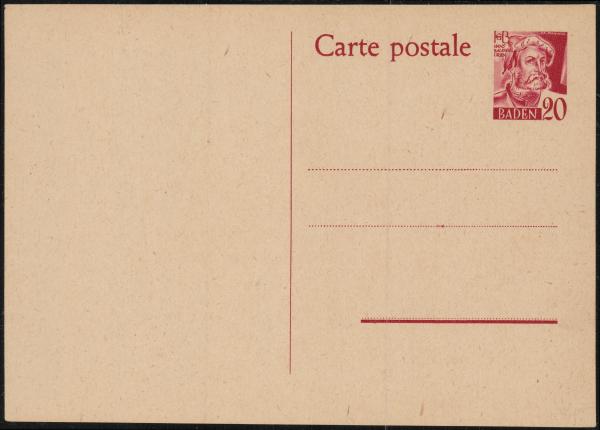 FRZ._ZONE_BADEN_1949_Ganzsache_P3_postfrisch_Bild1