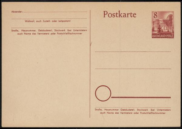 FRZ._ZONE_R._PFALZ_1949_Ganzsache_P1_postfrisch_Bild1