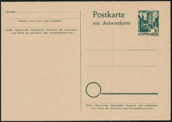 FRZ._ZONE_WUeeRTTEMBERG_1949_Ganzsache_P5_postfrisch_Bild1