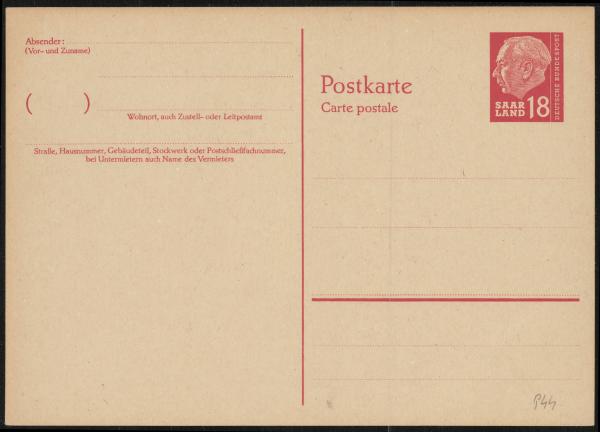 SAARLAND_1957_Ganzsache_P46_postfrisch_Bild1