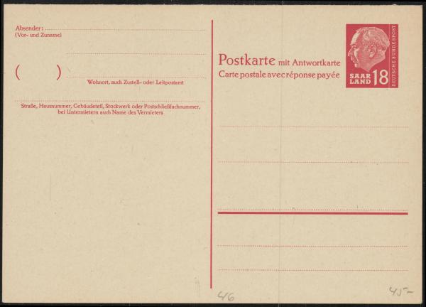 SAARLAND_1957_Ganzsache_P46_postfrisch_Bild1