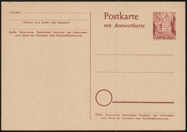 FRZ._ZONE_WUeeRTTEMBERG_1949_Ganzsache_P4_postfrisch_Bild1