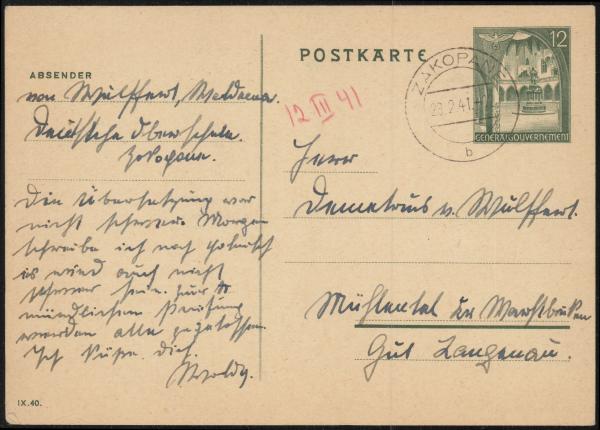GENERALGOUVERNEMENT_1940_Ganzsache_P8_gestempelt_Bild1